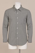 Unisex Small Black White Button Down Shirt Long Sleeve Dress Casual