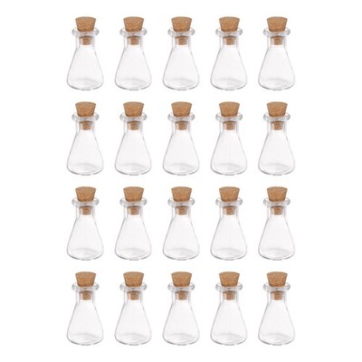20pack Mini Glass Bottles with Cork Flask Shape Wishing Bottle