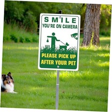 Please Pick Up After Your Dog Sign, Aluminum No Dog Poop Signs Yellow on green