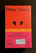4 X Thinx Teens Reusable Period Underwear Panties Blue/Pink Super Absorption S