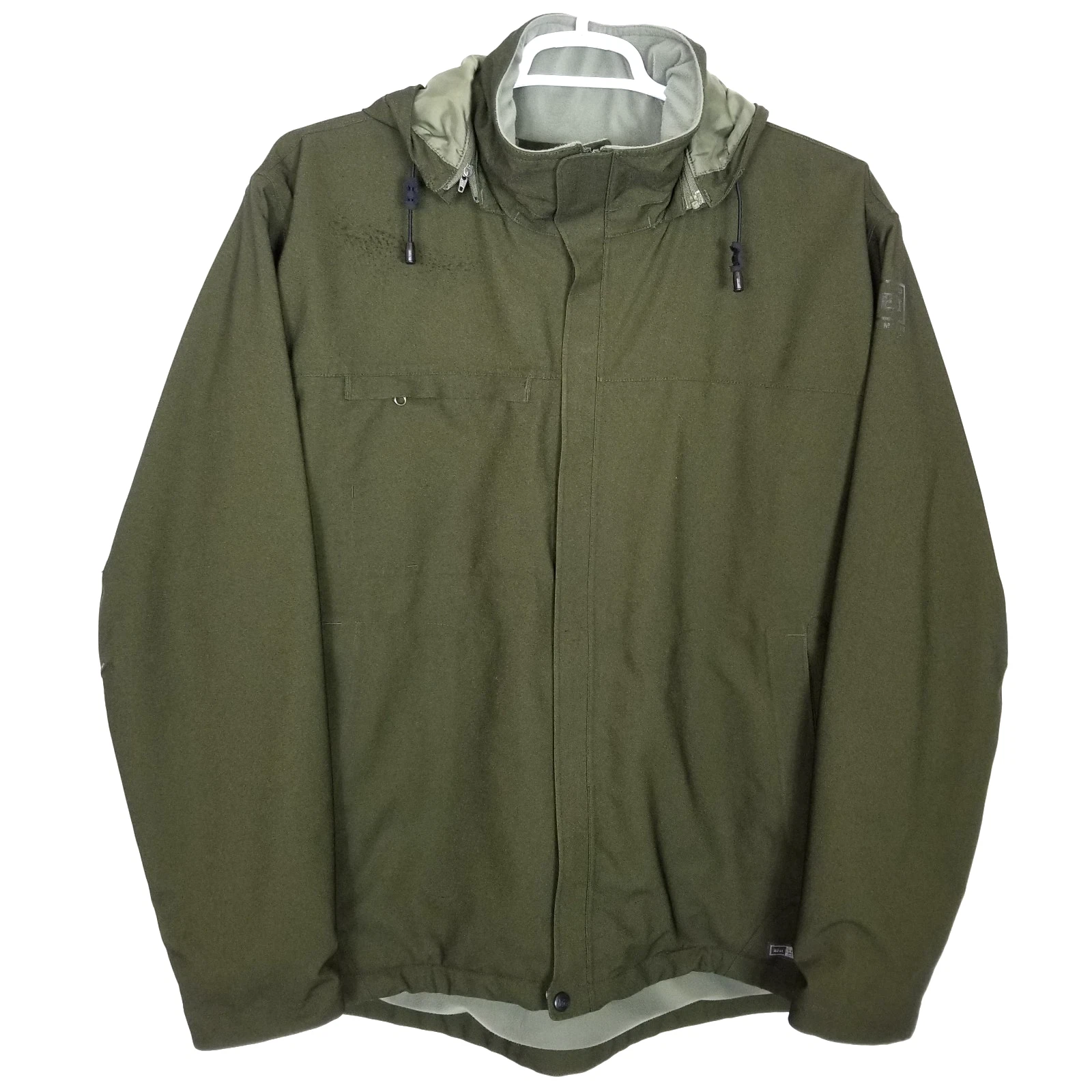 REI Men All Weather Jacket E1 Elements Sz XL Green Zip Up Hooded Fleece Lined