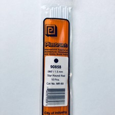 Plastruct 90858 Styrene Round Rod 0.060"x 10" 10 