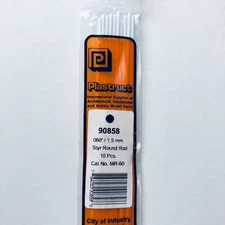 Plastruct 90858 Styrene Round Rod 0.060"x 10" (10)