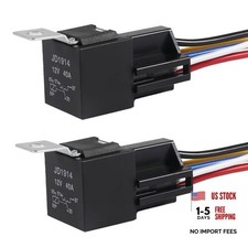 DIANN Car Relay with Harness 12V 40A 5 Pin SPST Harness Sockets with Color 2pcs