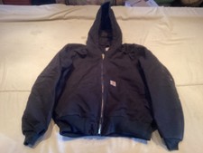 Carhartt X Sunrise Mens Black Full Zip Canvas Jacket Hoodie Made in USA Size L