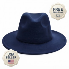 Classic Wide Brim Fedora Hat Felt Panama Jazz Cap Unisex Style, Men, Woman USA.