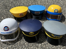 6 Kids Plastic Snap Back Adjustable Hats Up To 7 1/8 Police, Mail, Taxi, Pilot