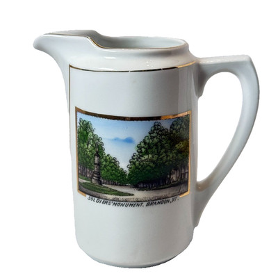 BRANDON VT Monument VERMONT ANTIQUE Souvenir China TRINKET CREAMER