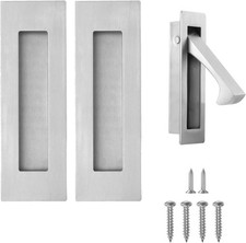 6 Inch Pocket Door Handles with Edge Pull Brushed Nickel Recessed Finger Pull