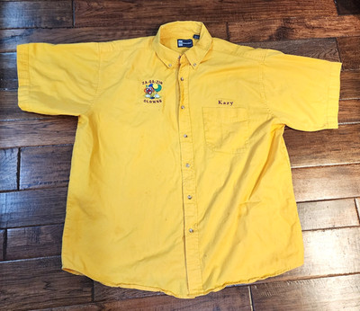 Shriner Clown button down Embroidered Shirt Za-Ga-Zig Kazy Blue Generation XL