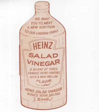 1930s Heinz Salad Vinegar Die-Cut Bottle Ad Card w/ Flap hard-to-find