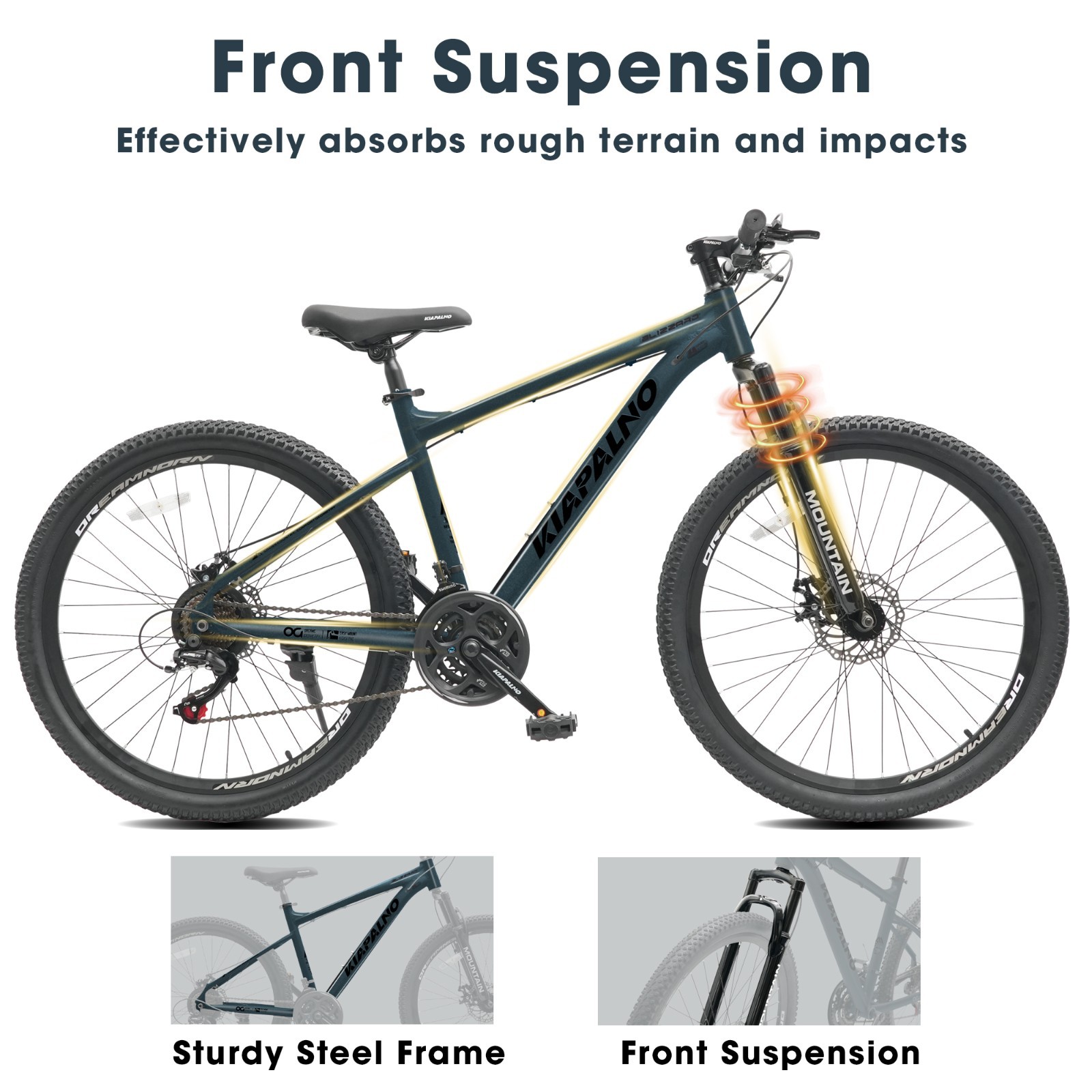 26 Inch Mountain Bike, 21-Speed Adult Bicycle with Disc Brakes,Blue