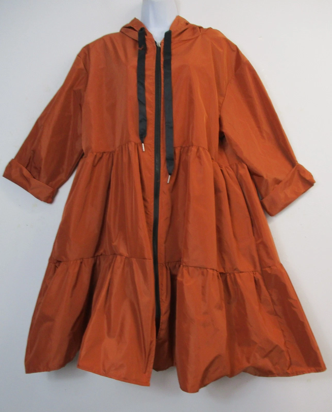 Lagenlook Zip Up Hooded Mac/Coat 100% Polyester Pockets Sizes OneSize: Plus