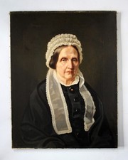 Prof. Emil Haertel (1835-1904) Porträt einer älteren Dame mit Haube 1887