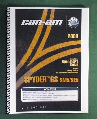 2008 Can-Am Spyder GS SM5/SE5 Operator's Manual With Protective Covers!