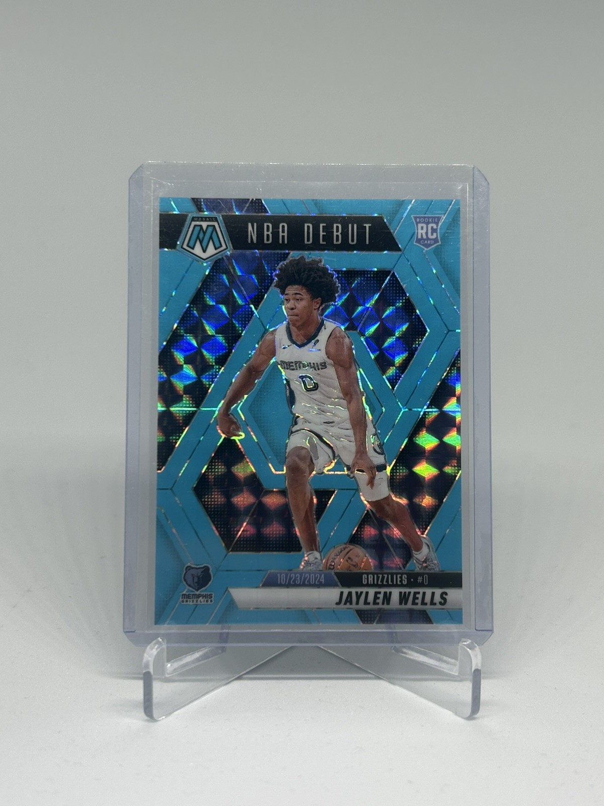 2024-25 Panini Mosaic - Jaylen Wells NBA Debut Fluorescent Blue Mosaic Prizm /75