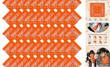 50 Pcs Bandanas Bulk Large Bandana Headband Paisley Cowboy Orange Classic