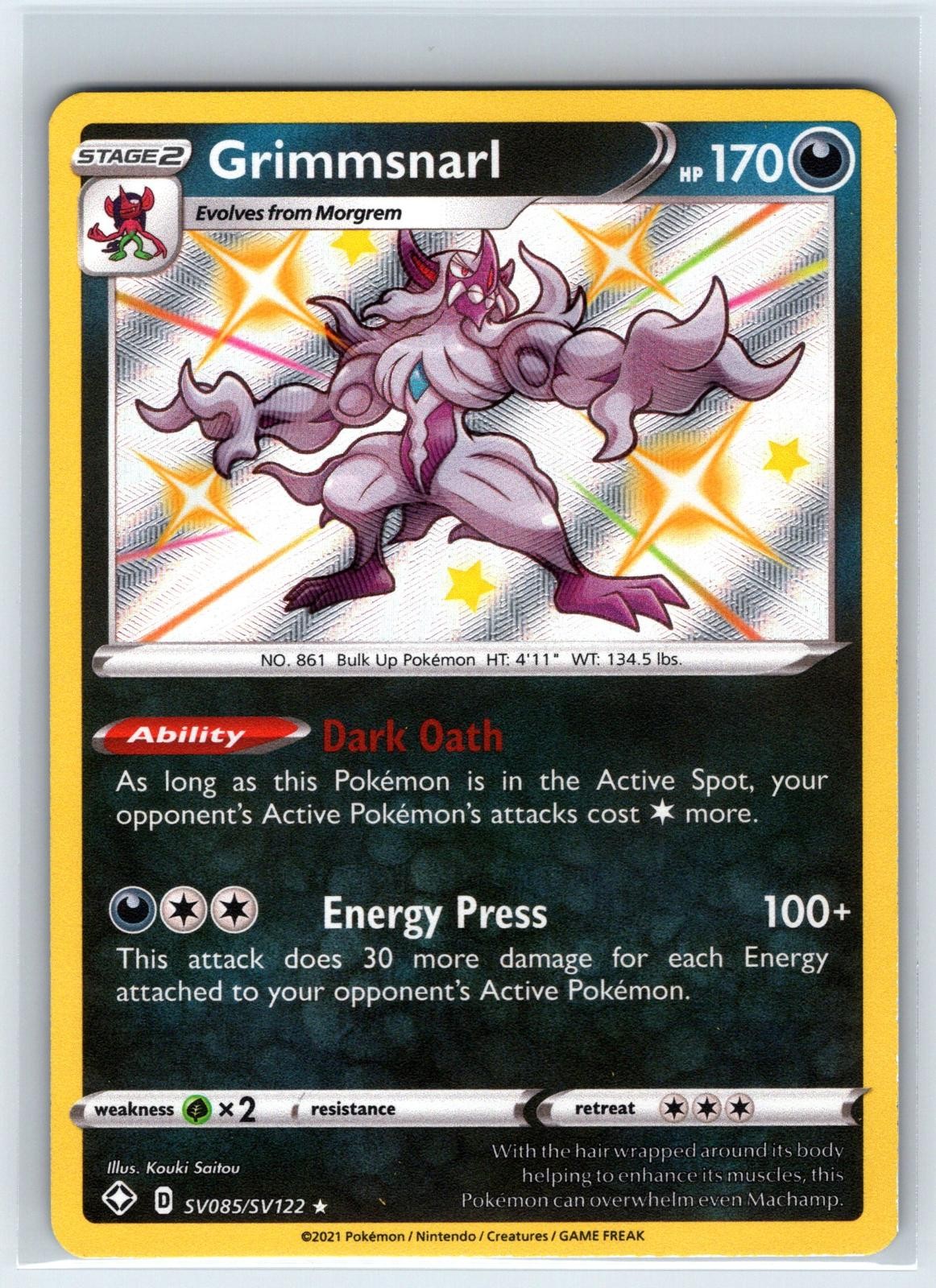 Grimmsnarl SV085/SV122 Shiny Rare Shining Fates Shiny Vault Pokemon Holo NM