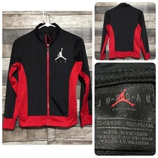 Air Jordan Track Jacket Youth Size M 10-12 Black Red Colorblock