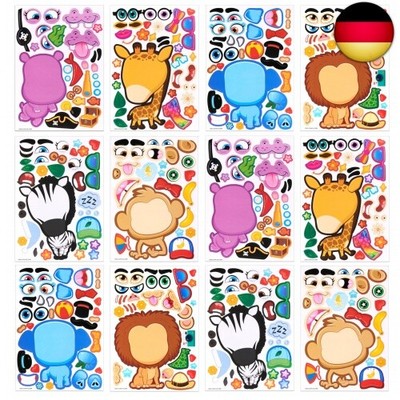 24 PCS 15,2cmx 22,8cm Aufkleber Kinder Sticker Set Make-a-face Sticker DIY