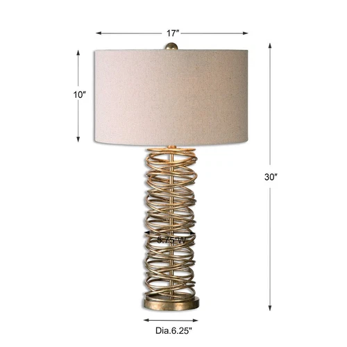 Stacked Metal Rings Cylinder Table Lamp 30 in Silver Champagne Entwined Circles - Picture 8 of 8
