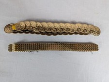 Vintage Gold Stretchy Belts Coins Circles Mesh Woven Chain Belt Retro 80s 90s