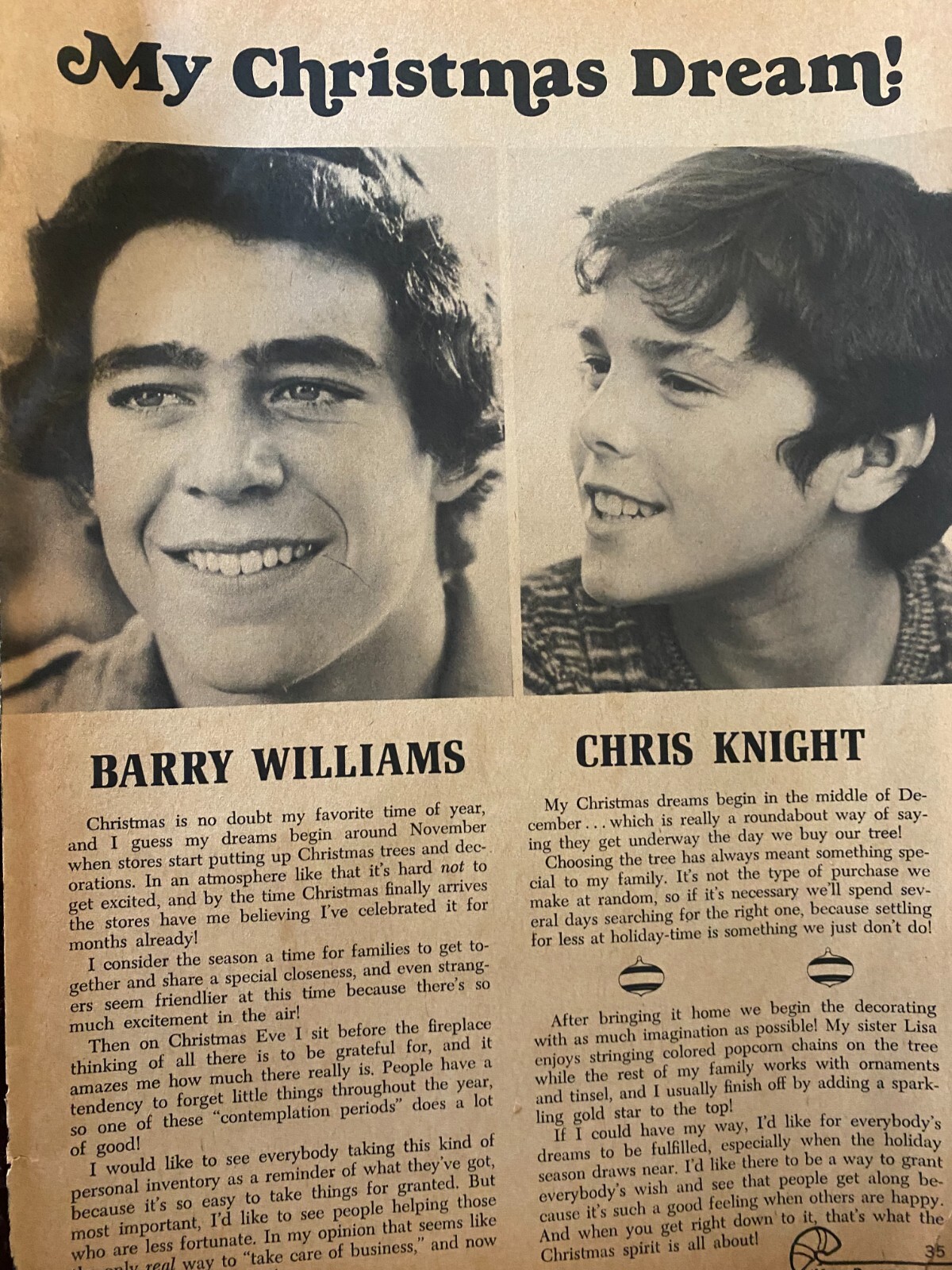 Brady Bunch Barry Williams Christopher Knight Vintage Full-Page Clipping