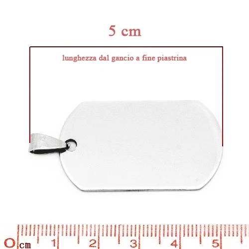 Collana PIASTRINA MILITARE Acciaio inox CATENA + CIONDOLO Argento targhetta Uomo - Immagine 4 di 4