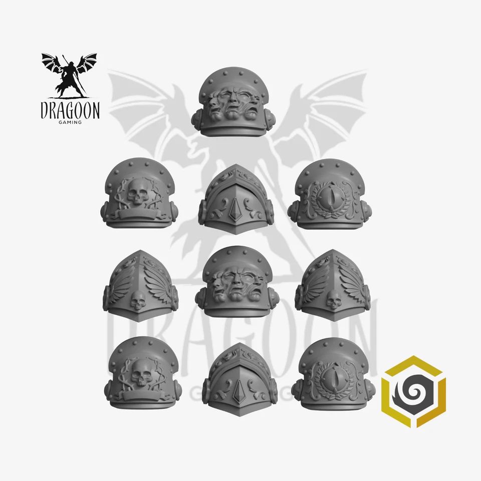 GREYTIDE STUDIOS Crimson Lords Terminator/Gravis Pauldrons (x10) - 28mm Prime Space Knights