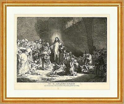 Das Hundertguldenblatt von Rembrandt F. Weiß Jesus Bibel Heilig Holzstich A 0590
