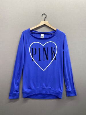 Victoria Secret Pink Womens Shirt Blue Long Sleeve Scoop Neck Size X-Small