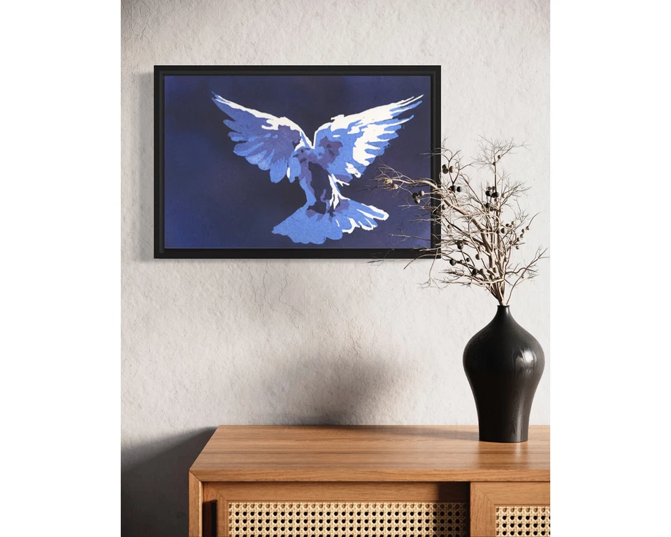 Colorful watercolor painting dove trendy wall art blue art handmade art (print) - Image 3 of 4