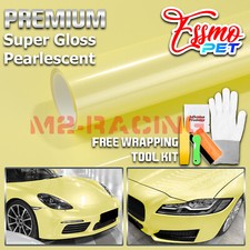 Pet Super Gloss Pearlescent Pastel Yellow Car Vehicle Vinyl Wrap Decal Sticker