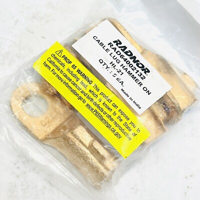 5 PCS RADNOR RAD64002132 COPPER CABLE LUG HAMMER ON HL-21