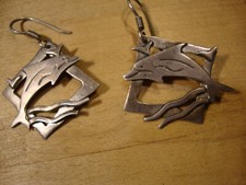 Sterling Silver 925 Jumping Dolphin  Earrings