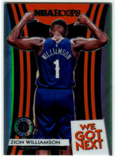 2019 NBA Hoops Premium Stock Zion Williamson We Got Next Silver Prizm Rookie 