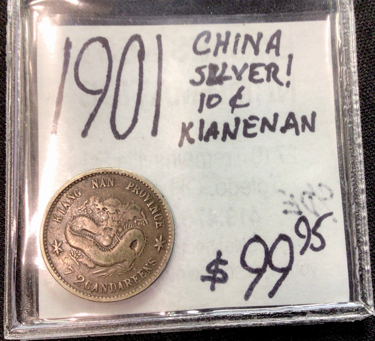 1901 China Silver! 10c (7.2 Candareens) Kiang Nan Province! Neat
