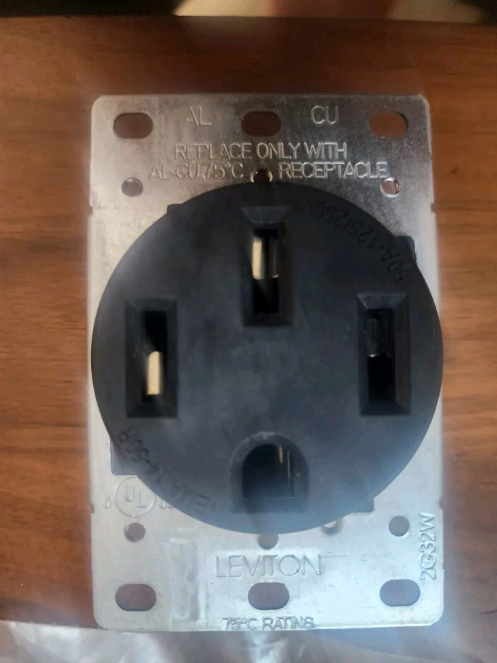 Leviton R10-00279-S00 50A 125/250V Duplex Black Outlet 3.75 Hx2.42 Wx1.57 D in. - Image 2 of 4