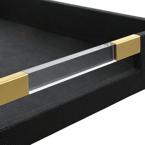 Uttermost 18059 Wessex Black Faux Shagreen with Acrylic and Brass Tray - Picture 5 of 6