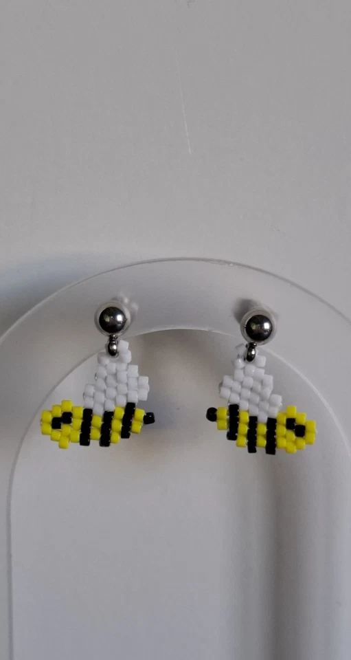 Boucles d'oreilles abeille perles Myuki - Photo 2/4