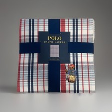 Polo Ralph Lauren Plaid Polo Bear Fishing Cotton Throw Blanket 50x70 NWT