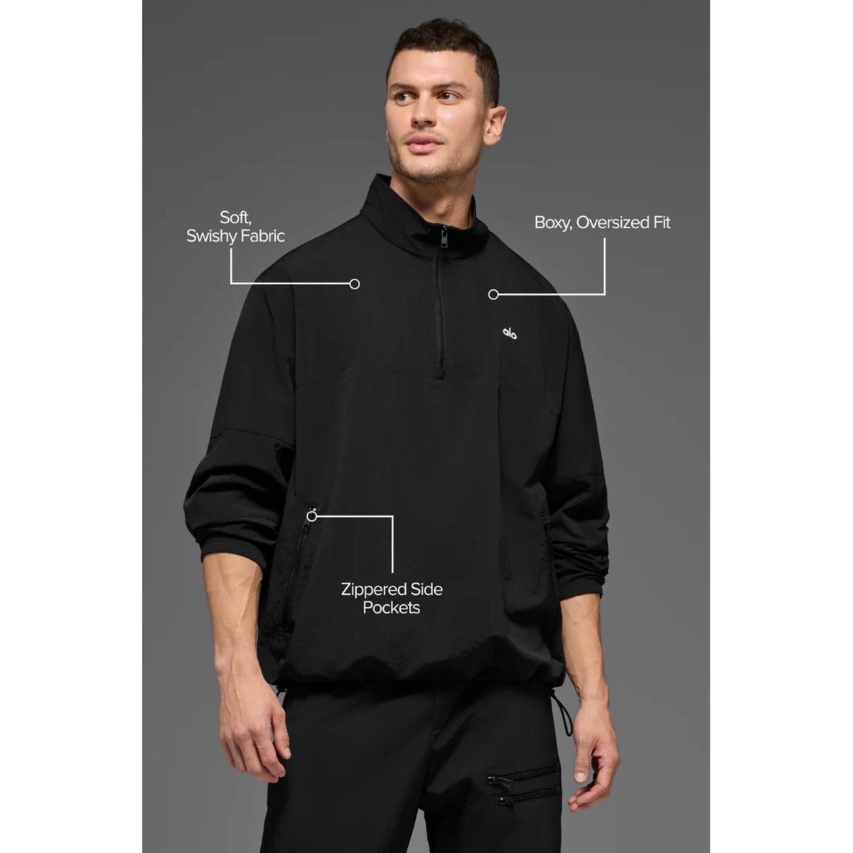 Alo Yoga Light Weight Takeaway Track Pullover Black M | eBay