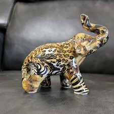 Animal Print Elephant Figurine   Decorative Collectible Animal Sculpture