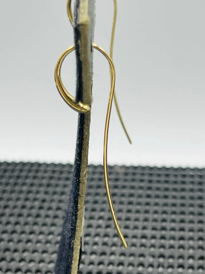 Georg Jensen Pendientes Largos De Alambre Elegantes De Oro Amarillo De 18k - Imagen 4 de 4