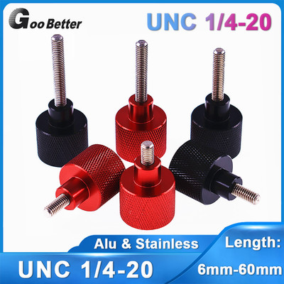UNC 1/4-20 Aluminum & Stainless Knurled Thumb Screw Hand Grip Knob Head Bolts