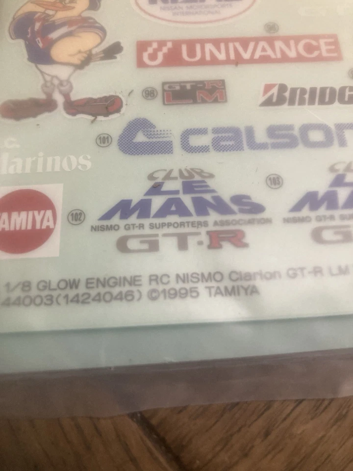 NEW TAMIYA VINTAGE GLOW TGX 1/8 RC 44003 CLARION NISMO GT-R SKYLINE 1995 DECALS - Image 3 of 3