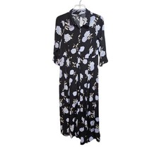 Torrid Women's Black Floral Button Front Rayon Dress Ankle Length Size 2X
