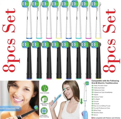 ESSENSORIES Oral B Compatible Toothbrush Heads, 8pcs Replacement Electric Brush Heads Braun