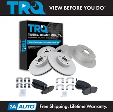 TRQ Premium Semi-Metallic Brake Pad & Coated Rotor Kit Front Rear Set for Subaru