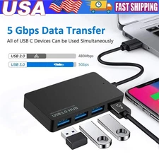 USB 3.0 4 Port Hub Splitter For PC Mac MacBook Notebook Laptop Desktop Portable